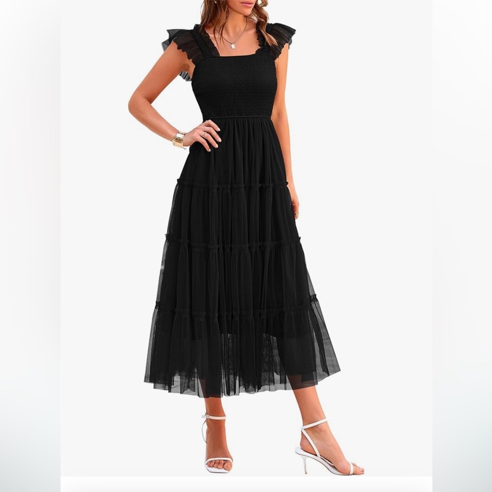Black formal midi dress
